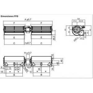 Ventilateur tangentiel COPREL pour poêle et incert turbine Ø 60 mm L 2 x 240 mm  PIECE D'ORIGINE