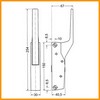 Fermeture pour porte de frigo INTERTECNICA R011537  796 entraxe 133 mm avec serrure poignée coudée