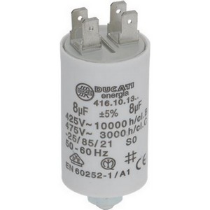 Condensateur de démarrage DUCATI 41610.1364  41610.1364+...  416101364 8 µF avec cosses 450 V PIECE D'ORIGINE