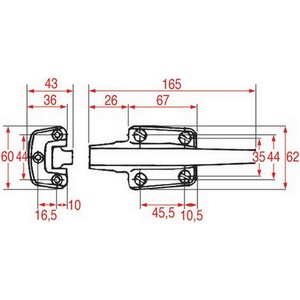 Poignéee FERMOD 651 651.01 0065101 1300006 de porte de frigo poignée courbée  entre-axe 45,5 mm PIECE D'ORIGINE