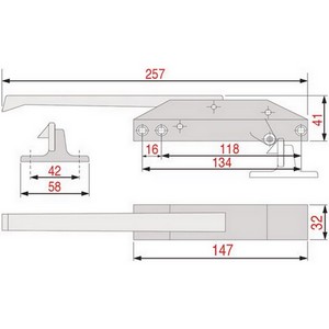 Fermeture LF 3242185 4093081  pour porte de frigo poignée droite  entraxe 117/133 mm PIECE D'ORIGINE