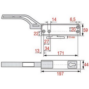  Fermeture GERMANI 2225 Dr/Gau avec clé et gâche de porte  PIECE D'ORIGINE